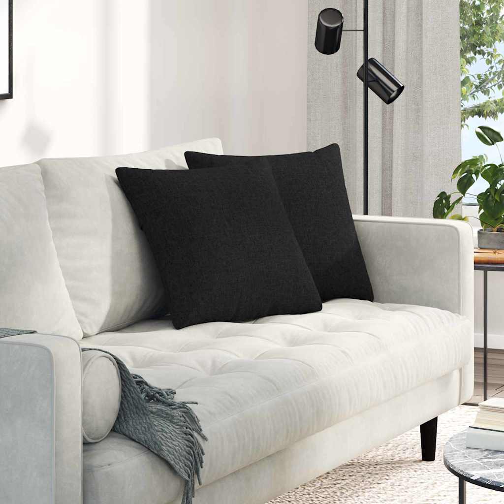 VidaXL coussins de canapé 2 pcs noir 45 x 45 cm tissu