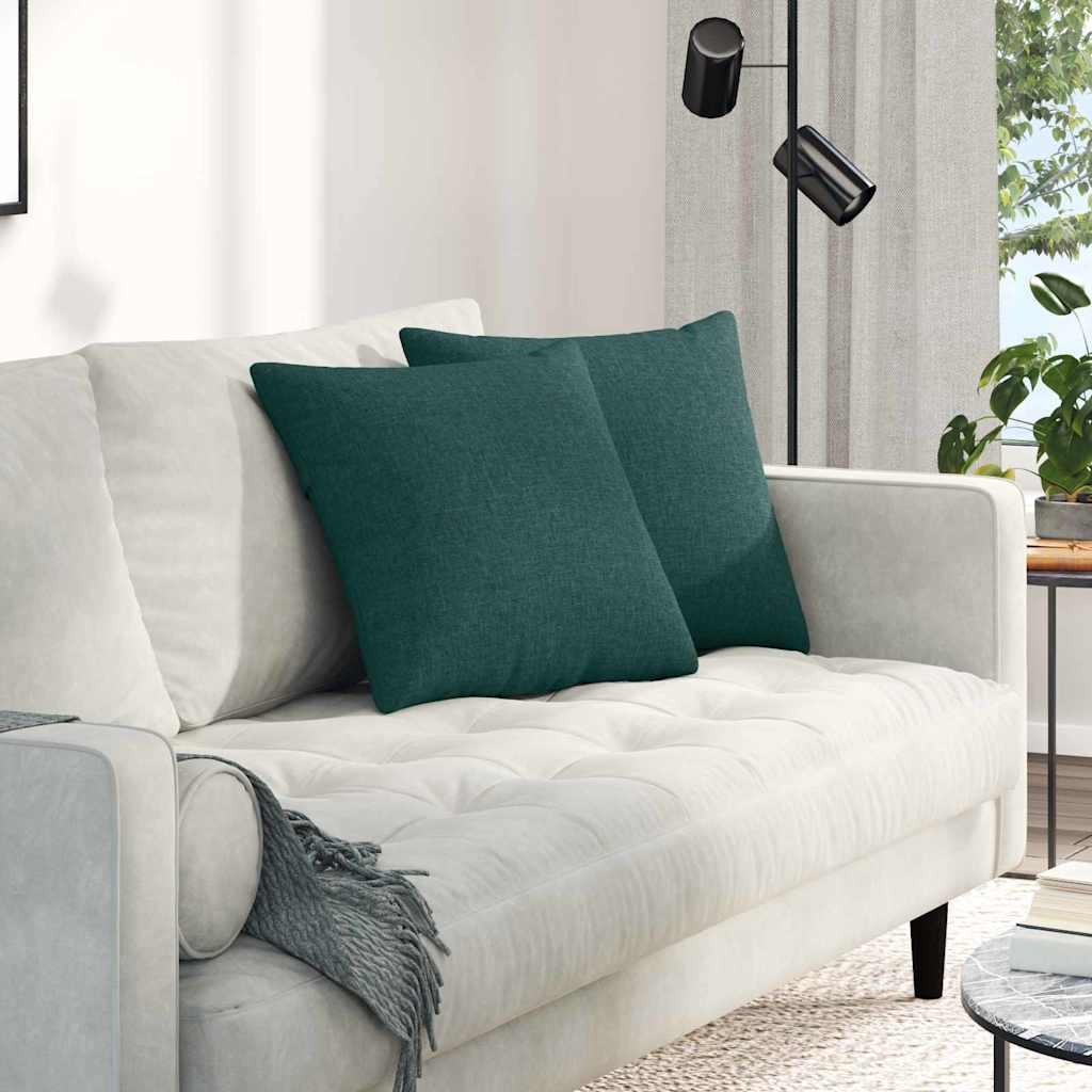 VidaXL coussins de canapé 2 pcs tissu vert foncé 45 x 45 cm