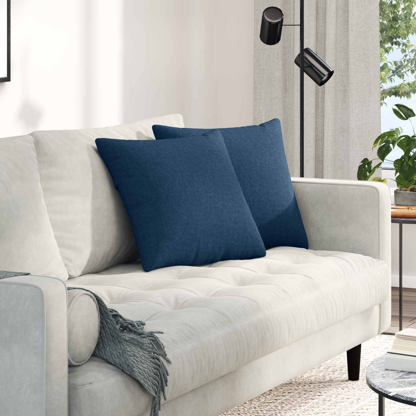 VidaXL coussins de canapé 2 pcs bleu 45 x 45 cm tissu