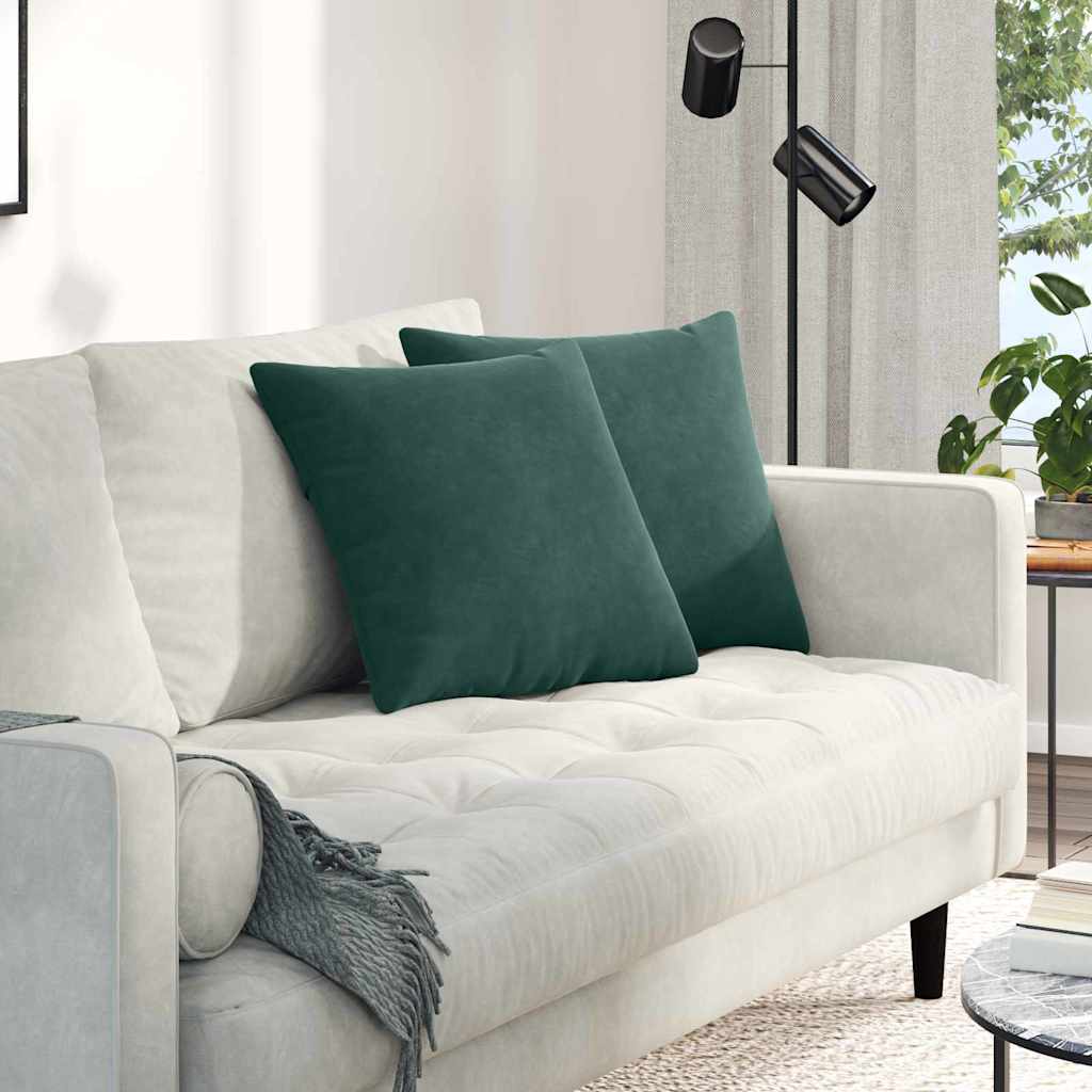 VidaXL coussins de canapé 2 pièces tissu corde vert foncé 45 x 45 cm