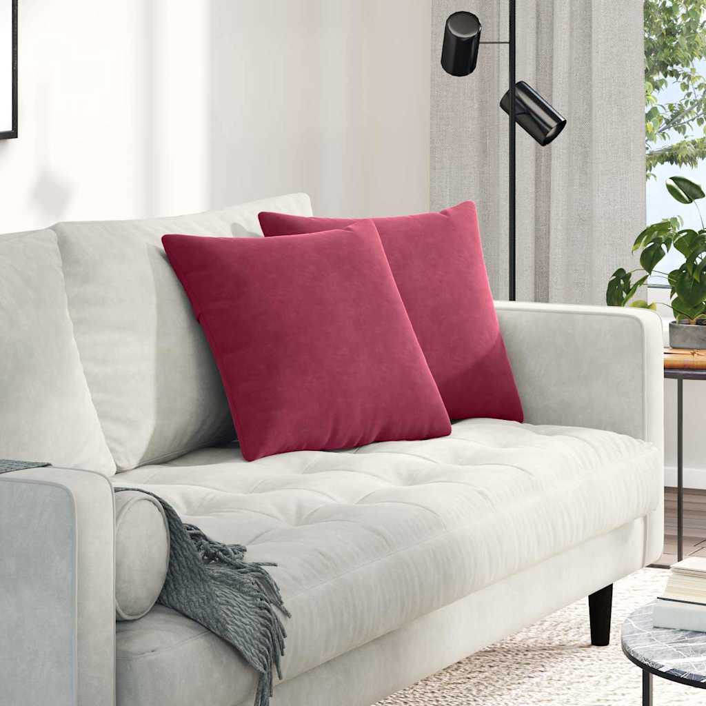 VidaXL coussins de canapé, 2 pièces, vin rouge, tissu corde 45 x 45 cm