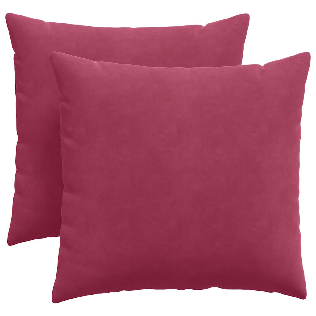VidaXL coussins de canapé, 2 pièces, vin rouge, tissu corde 45 x 45 cm