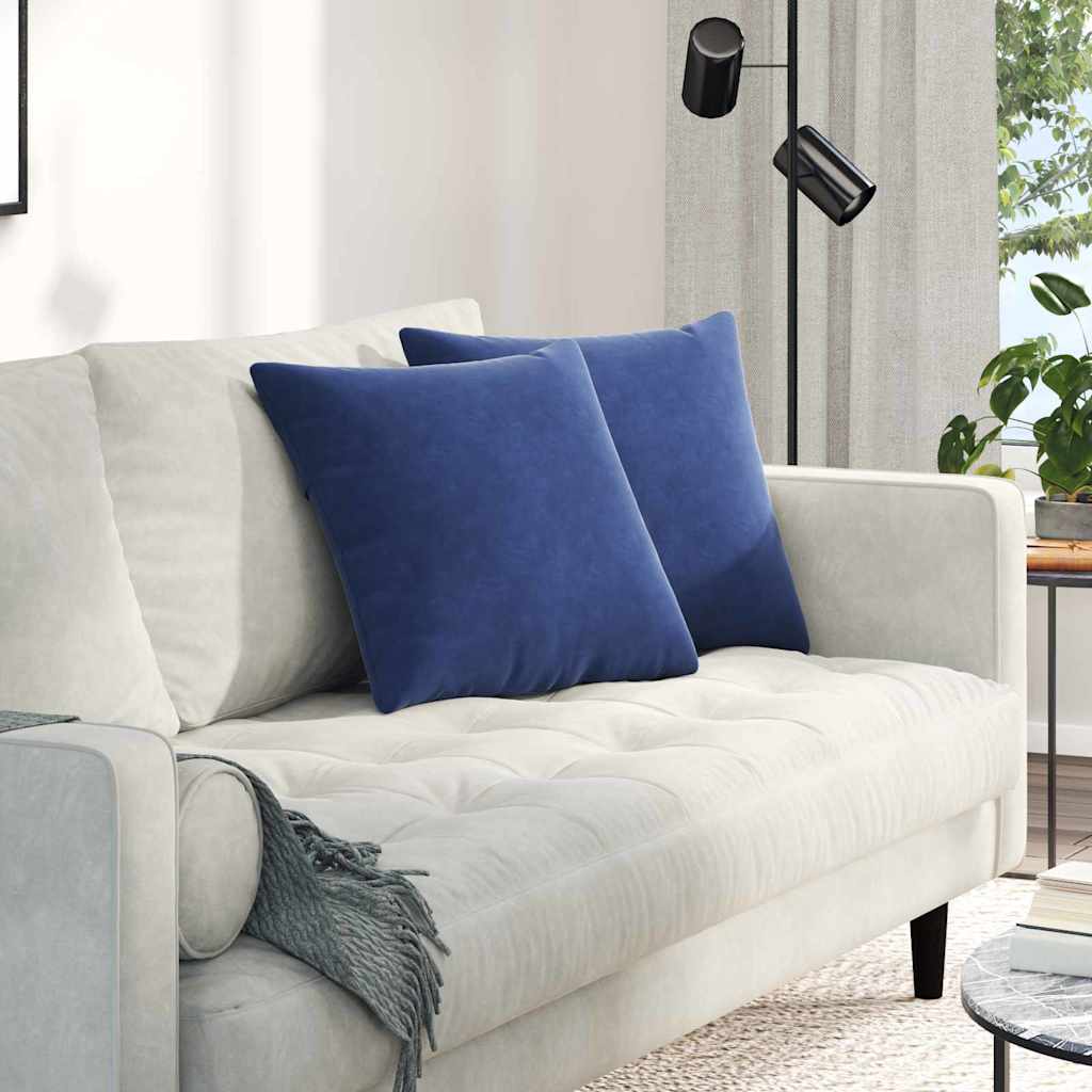 VidaXL coussins de canapé, 2 pièces, bleu police, tissu corde 45 x 45 cm