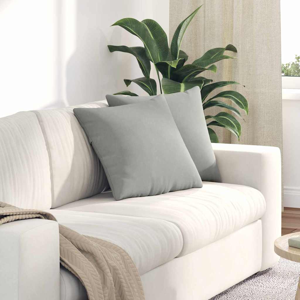 VidaXL coussins de canapé 2 pièces tissu gris clair 45 x 45 cm
