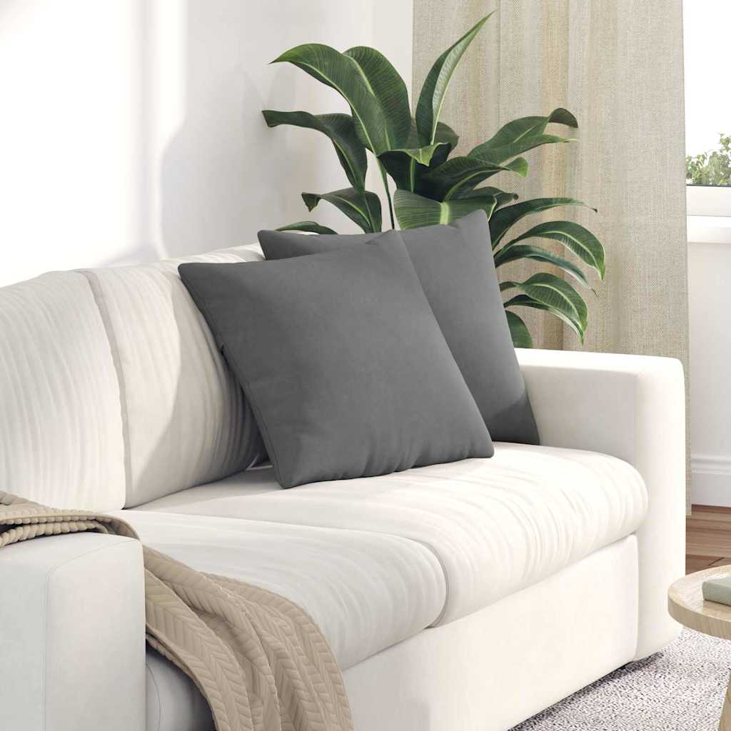 VidaXL coussins de canapé 2 pièces tissu gris foncé 45 x 45 cm