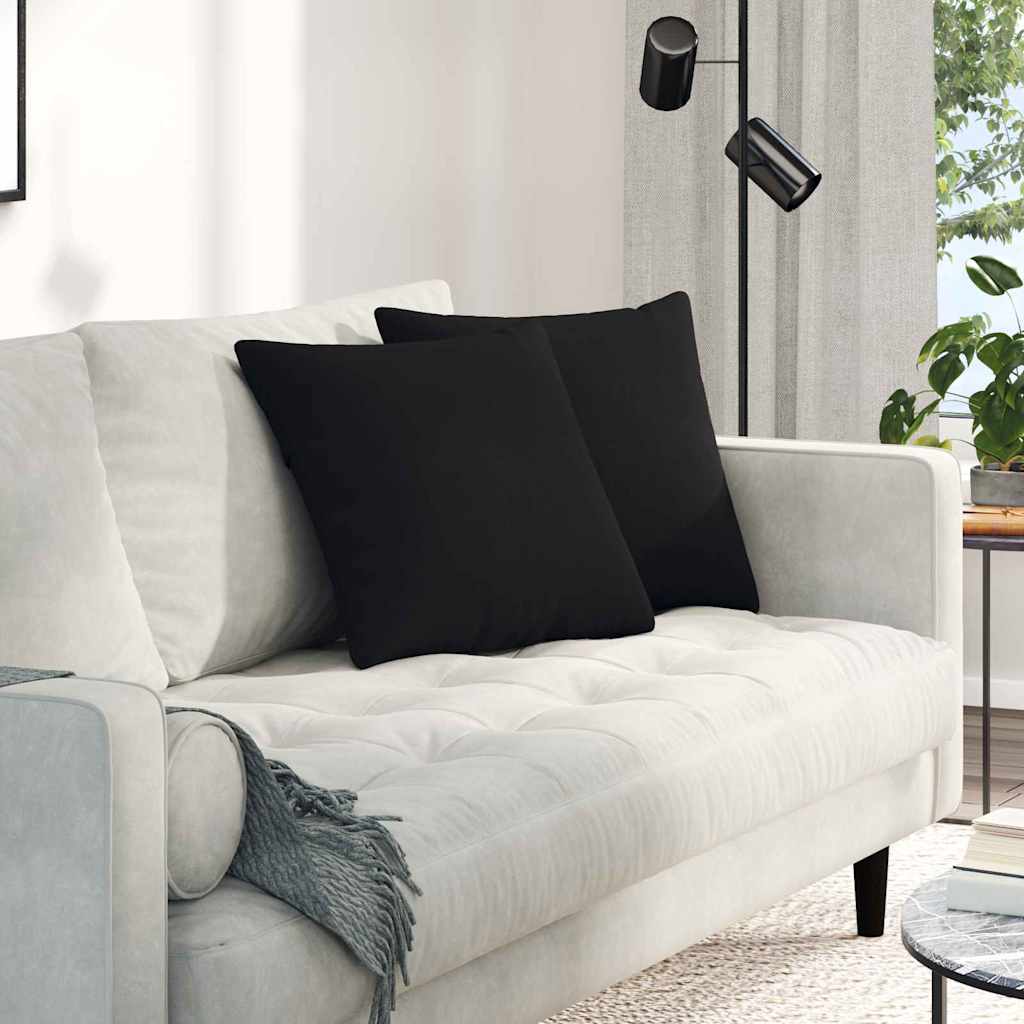VidaXL coussins de canapé 2 pièces tissu noir 45 x 45 cm