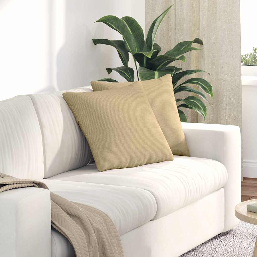 VidaXL coussins de canapé 2 pièces gris vert 45 x 45 cm tissu corde
