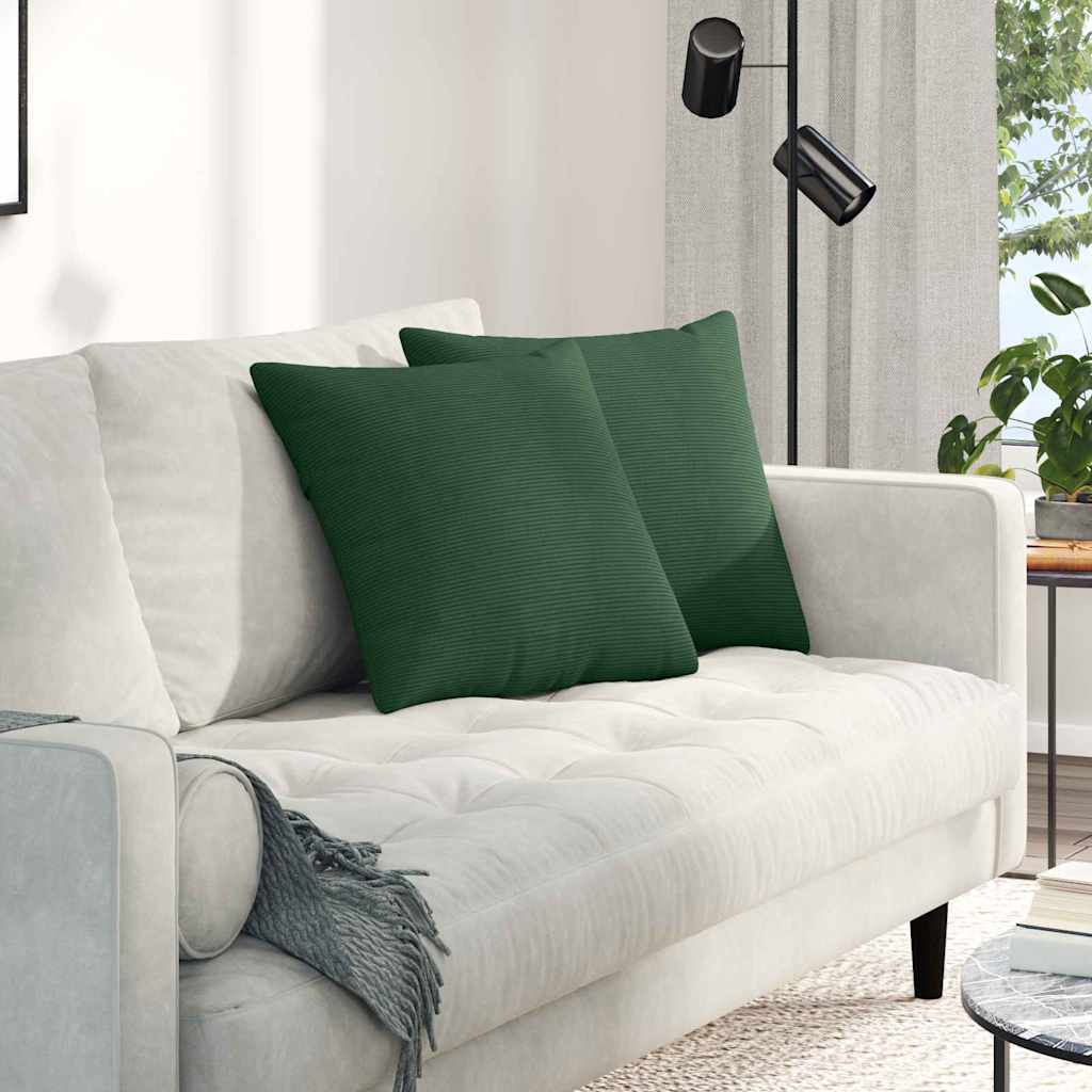 VidaXL coussins de canapé 2 pièces tissu corde vert foncé 45 x 45 cm
