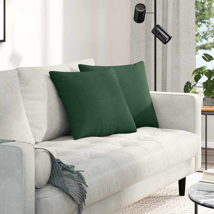 VidaXL coussins de canapé 2 pièces tissu corde vert foncé 45 x 45 cm