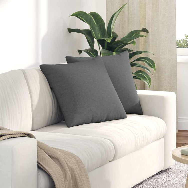 VidaXL coussins de canapé 2 pcs tissu gris foncé 50 x 50 cm