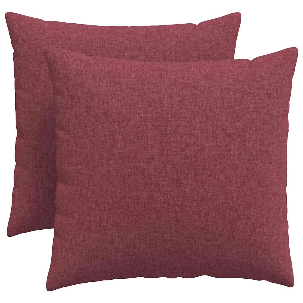 VidaXL coussins de canapé 2 pcs vin rouge 50 x 50 cm tissu
