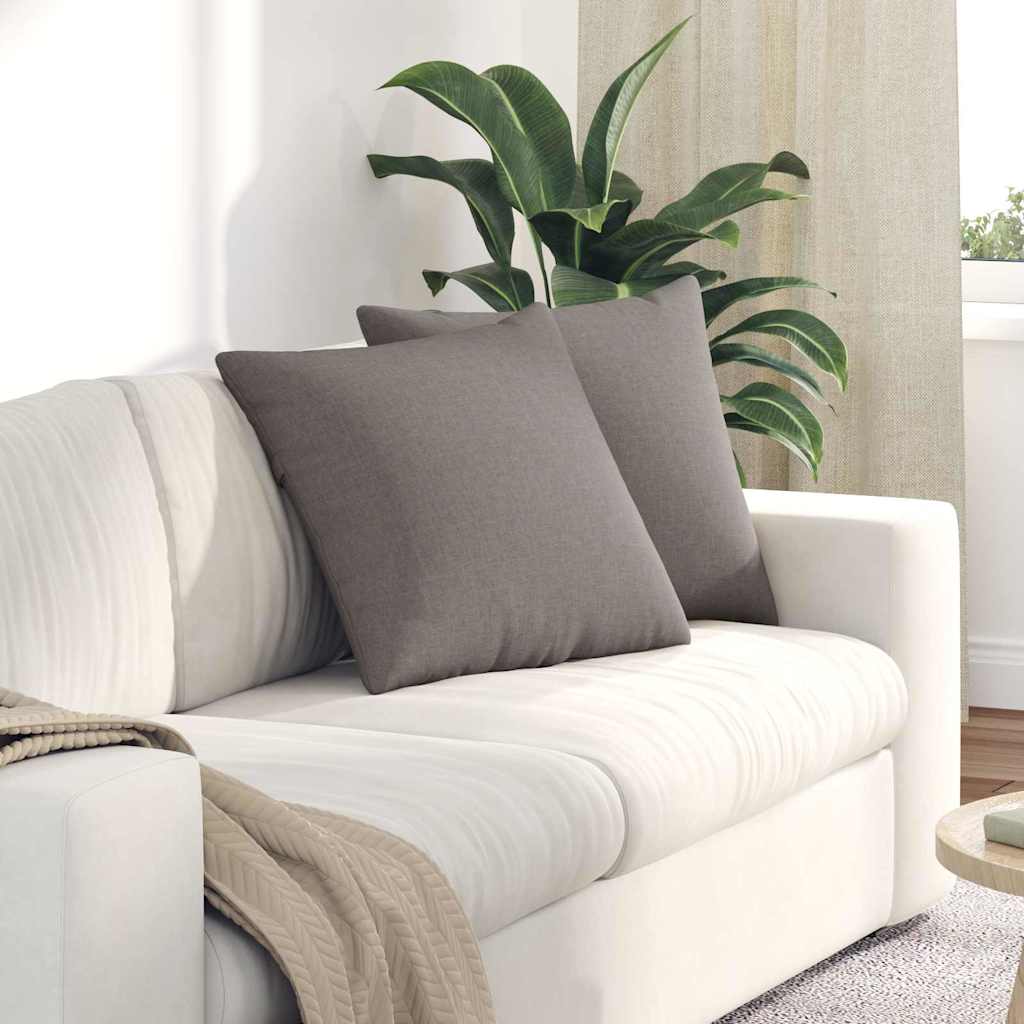 VidaXL coussins de canapé 2 pcs tissu taupe 50 x 50 cm