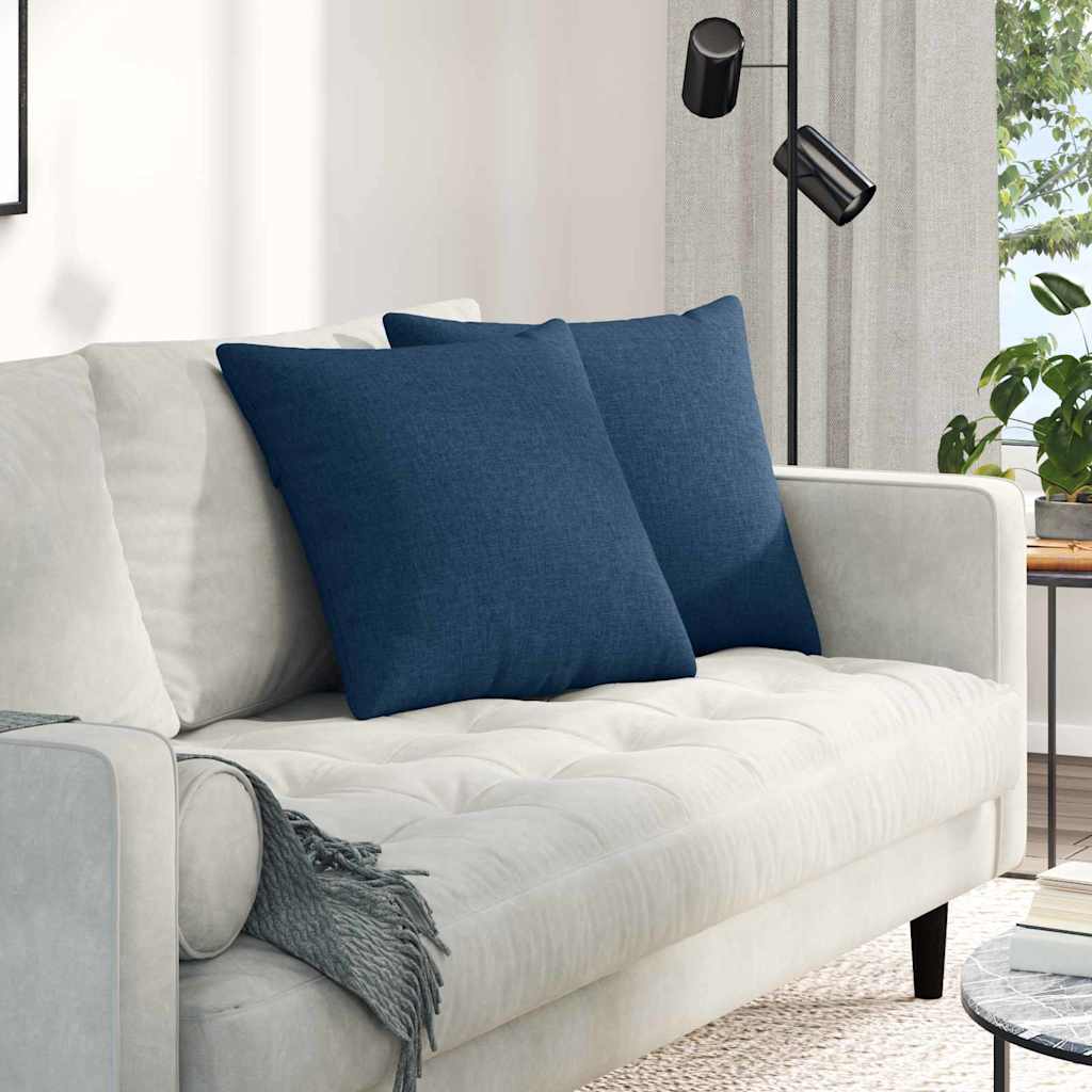 VidaXL coussins de canapé 2 pcs bleu 50 x 50 cm tissu