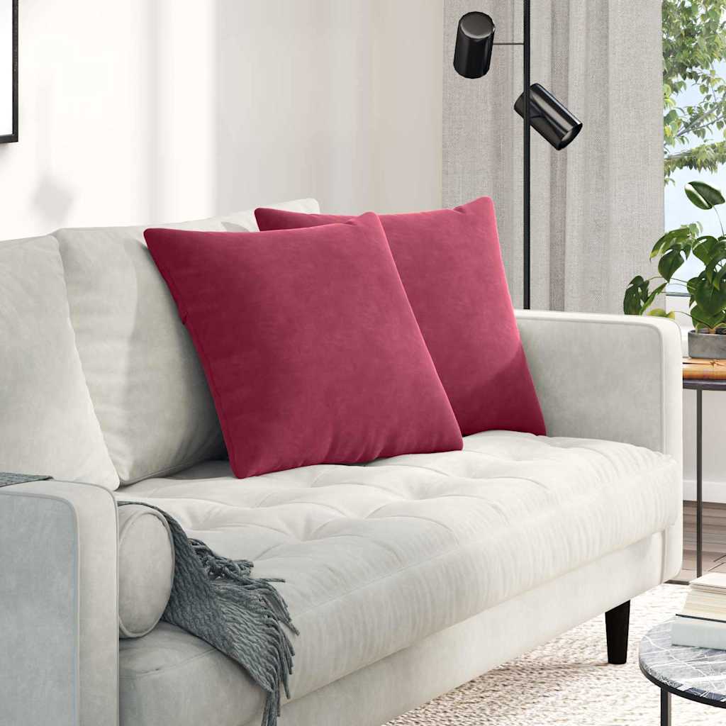 VidaXL coussins de canapé, 2 pièces, vin rouge, tissu corde 50 x 50 cm