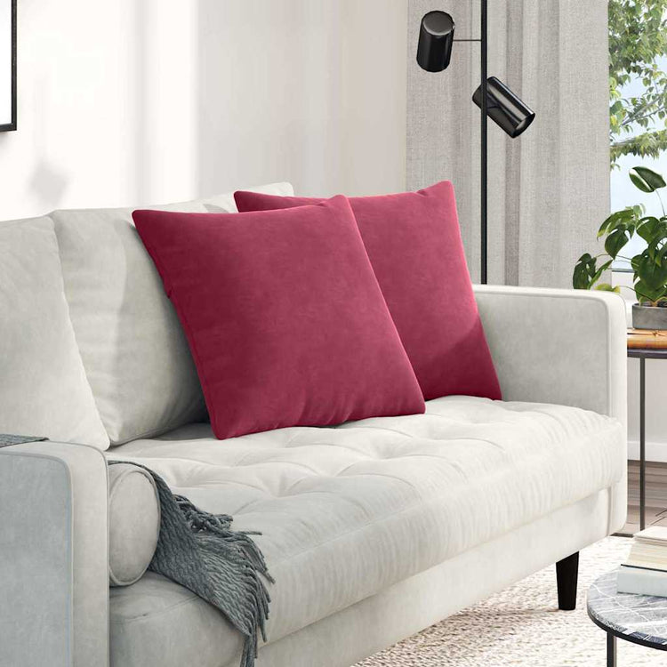 VidaXL coussins de canapé, 2 pièces, vin rouge, tissu corde 50 x 50 cm