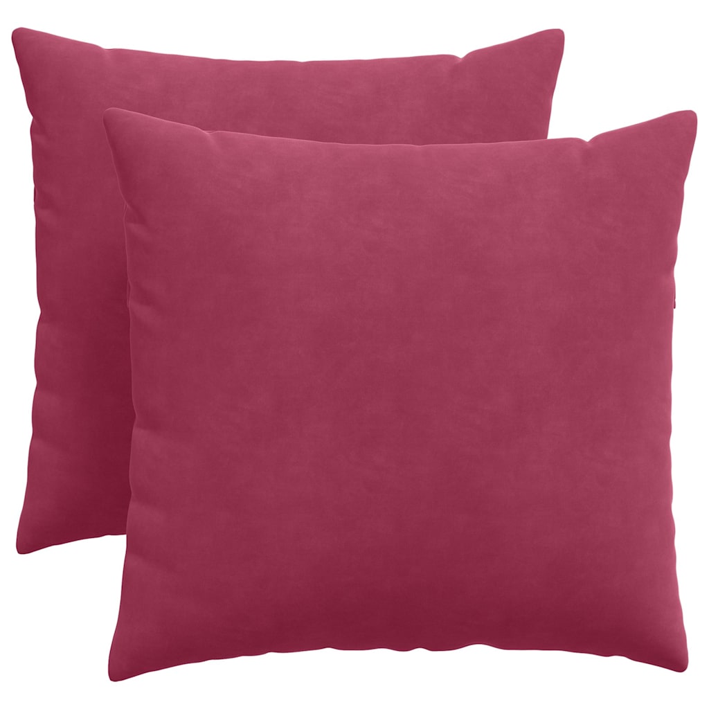 VidaXL coussins de canapé, 2 pièces, vin rouge, tissu corde 50 x 50 cm