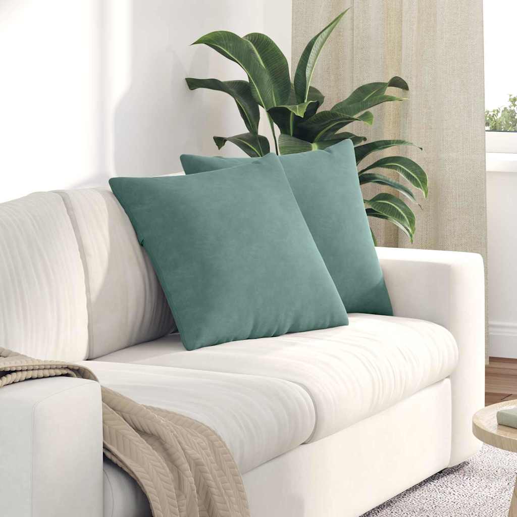 VidaXL coussins de canapé, 2 pièces, vert d'eau, tissu corde 50 x 50 cm