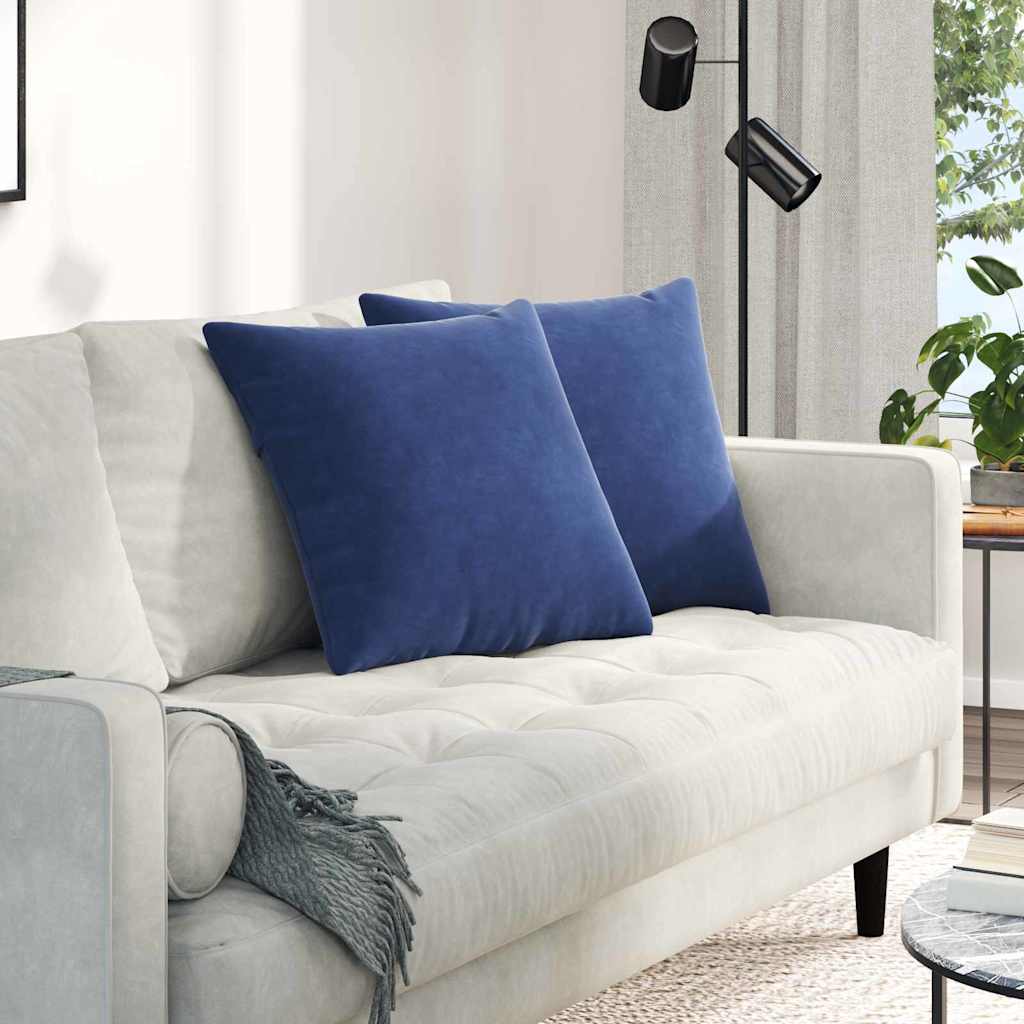 VidaXL coussins de canapé, 2 pièces, bleu police, tissu corde 50 x 50 cm