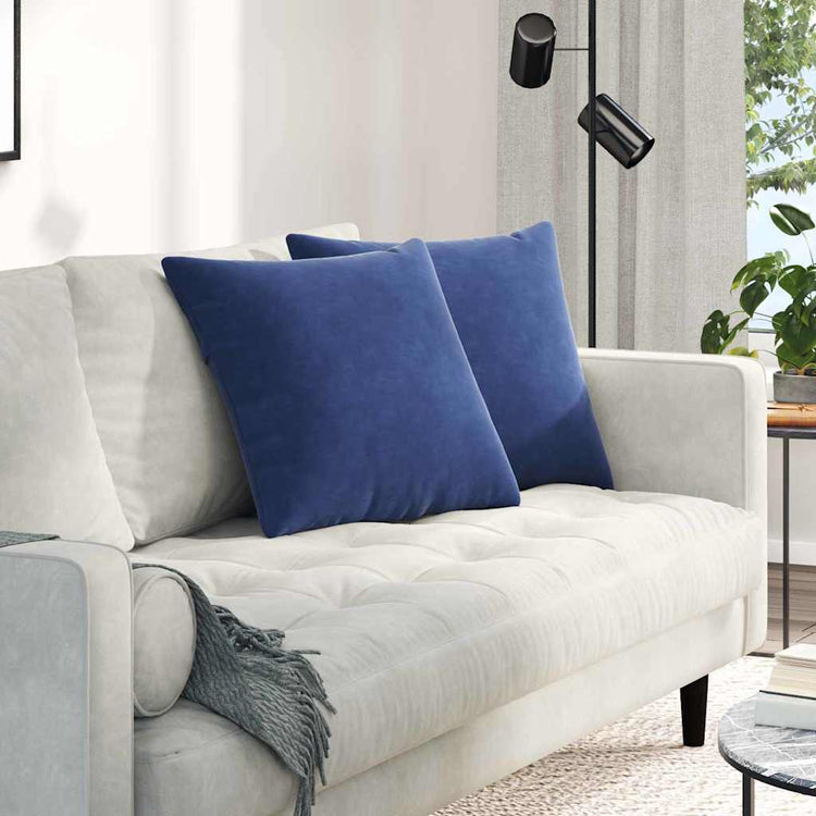 VidaXL coussins de canapé, 2 pièces, bleu police, tissu corde 50 x 50 cm