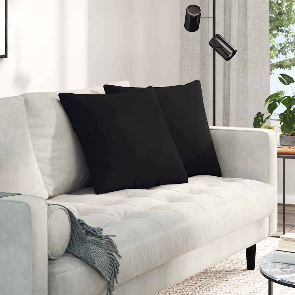 VidaXL coussins de canapé 2 pièces tissu noir 50 x 50 cm