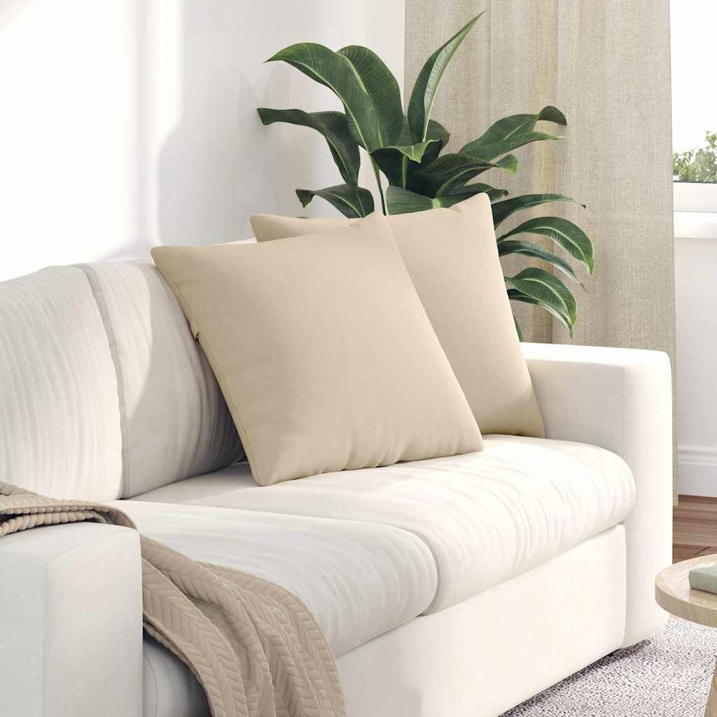 VidaXL coussins de canapé 2 pièces crème 50 x 50 cm tissu