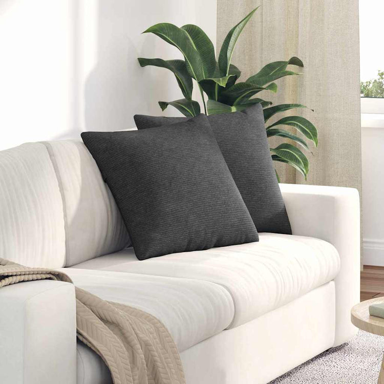 VidaXL coussins de canapé 2 pièces tissu corde gris foncé 50 x 50 cm