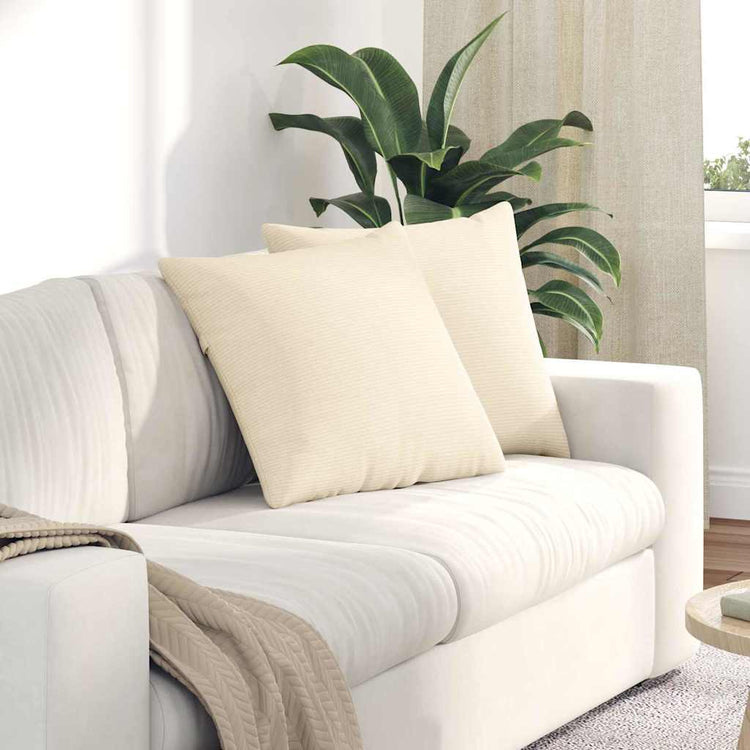 VidaXL coussins de canapé 2 pièces crème 50 x 50 cm tissu corde