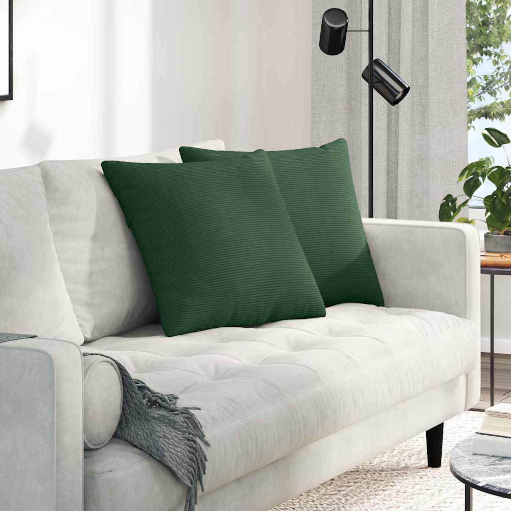 VidaXL coussins de canapé 2 pièces tissu corde vert foncé 50 x 50 cm