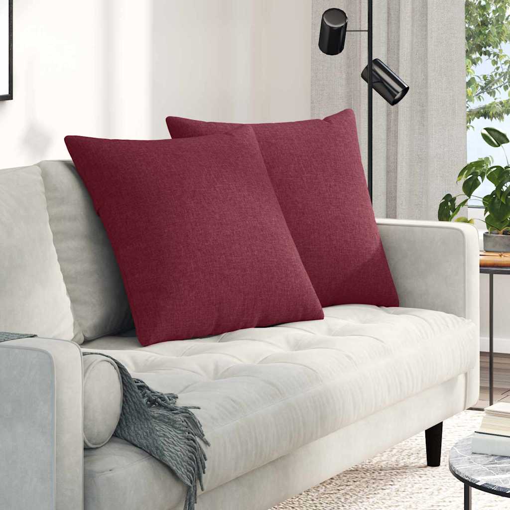 VidaXL coussins de canapé 2 pcs vin rouge 60 x 60 cm tissu