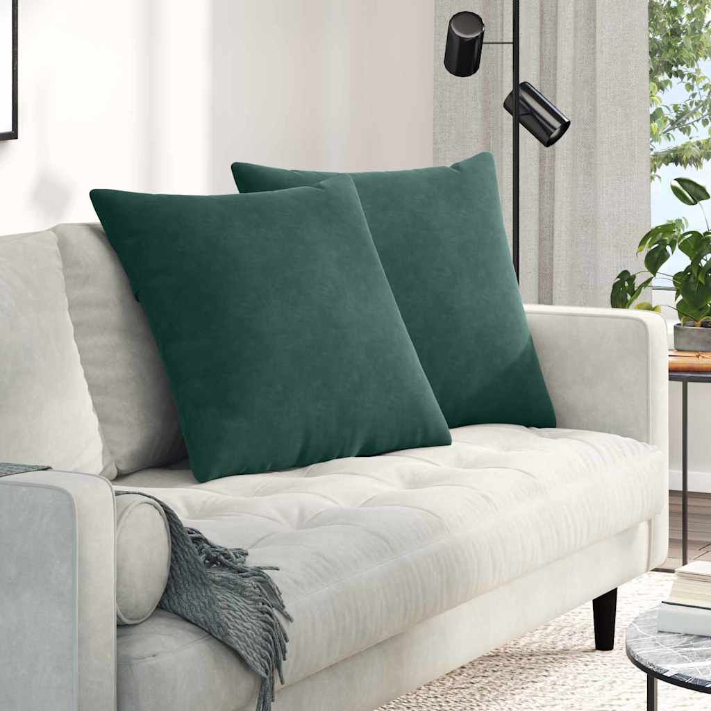 VidaXL coussins de canapé 2 pièces tissu corde vert foncé 60 x 60 cm