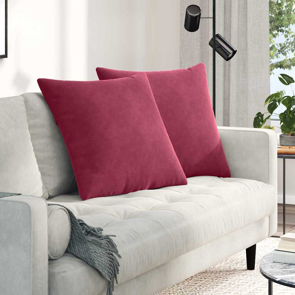 VidaXL coussins de canapé, 2 pièces, bordeaux, tissu corde 60 x 60 cm