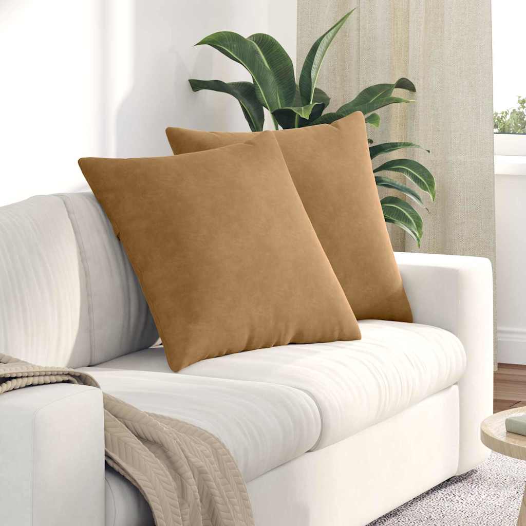 VidaXL coussins de canapé 2 pièces marron 60 x 60 cm tissu corde