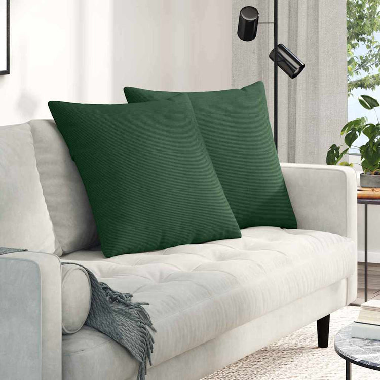 VidaXL coussins de canapé 2 pièces tissu corde vert foncé 60 x 60 cm