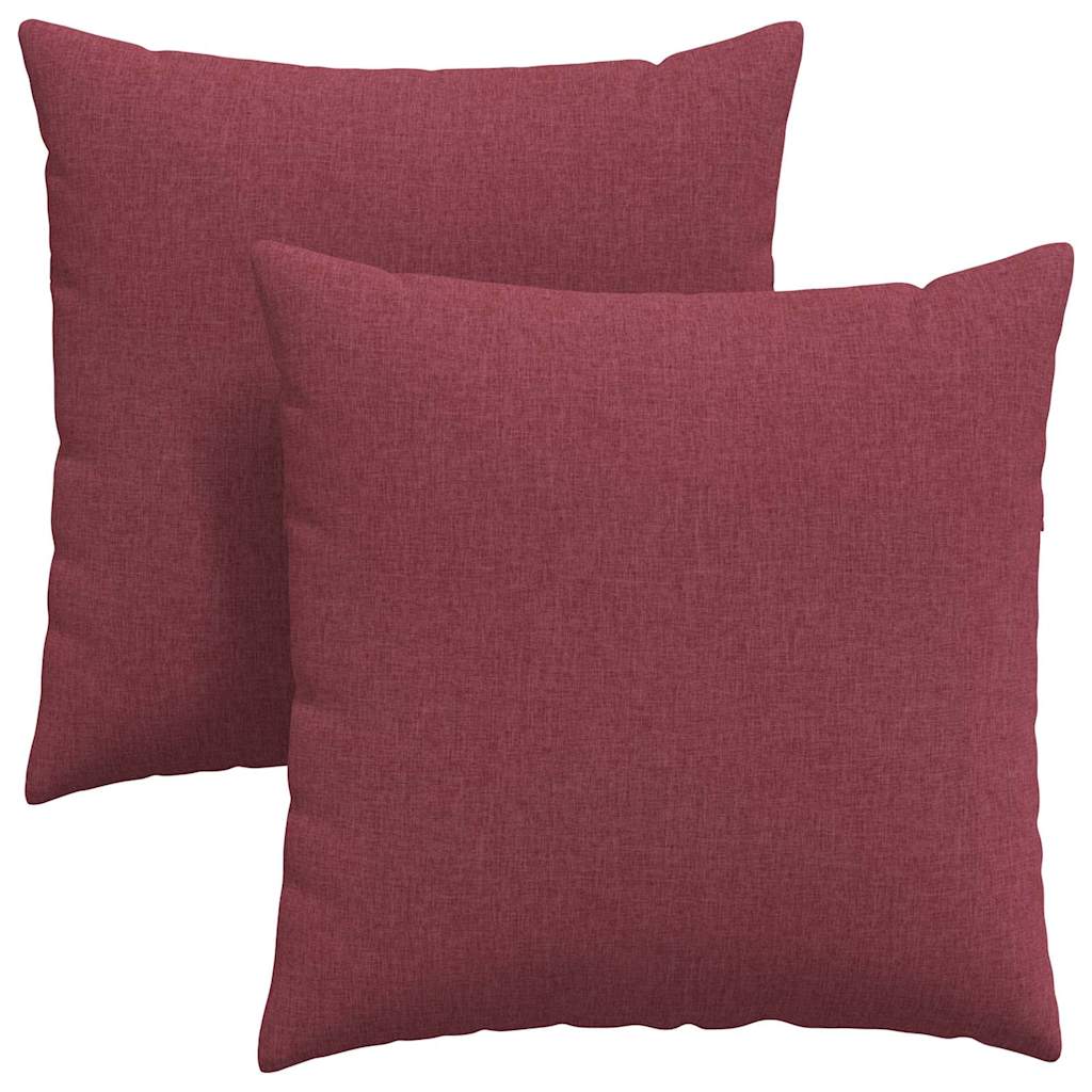 VidaXL coussins de canapé 2 pcs vin rouge 80 x 80 cm tissu