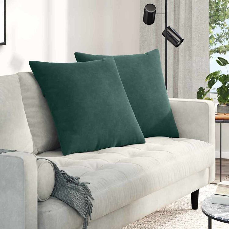 VidaXL coussins de canapé 2 pièces tissu corde vert foncé 80 x 80 cm