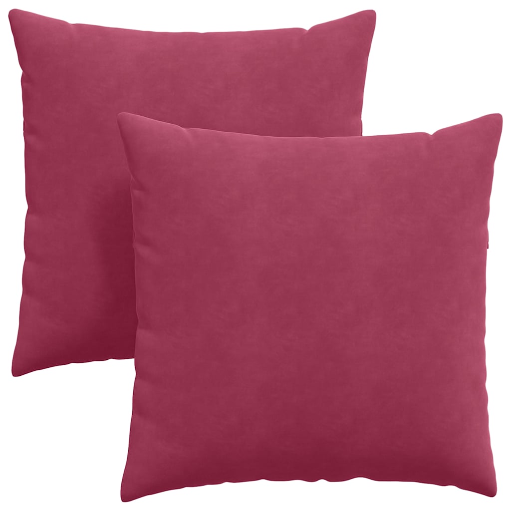 VidaXL coussins de canapé, 2 pièces, bordeaux, tissu corde 80 x 80 cm
