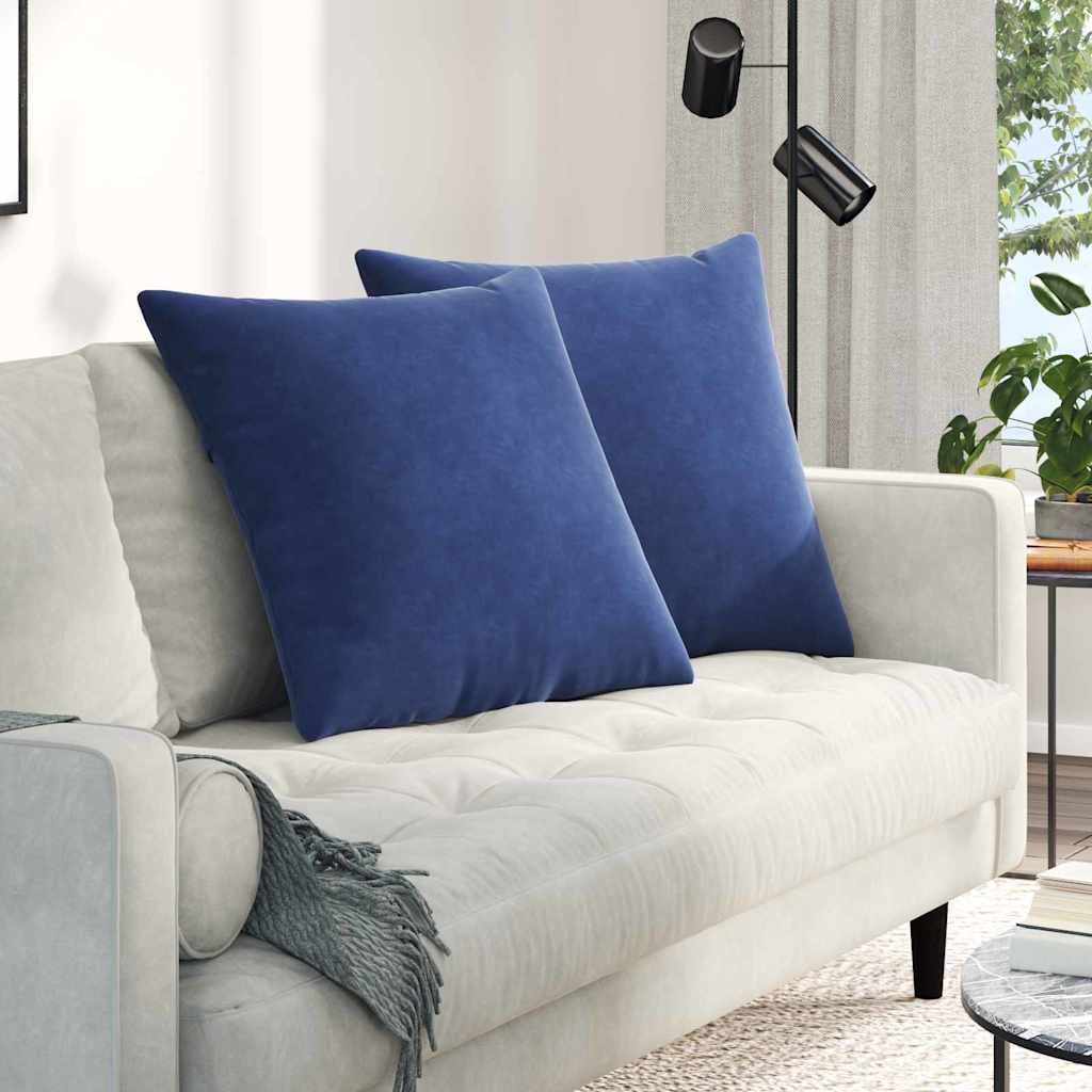 VidaXL coussins de canapé, 2 pièces, bleu police, tissu corde 80 x 80 cm