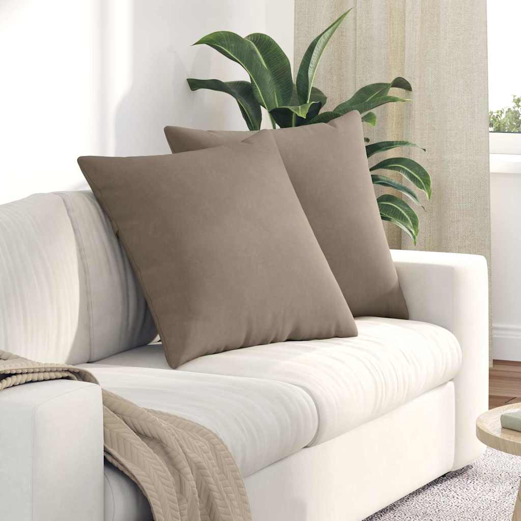 VidaXL coussins de canapé 2 pièces tissu taupe 80 x 80 cm