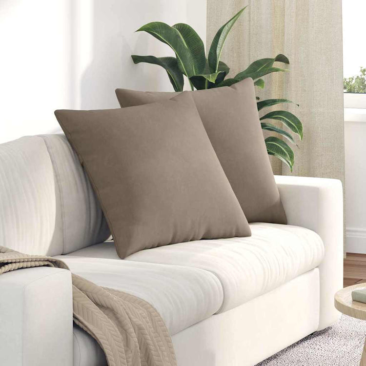 VidaXL coussins de canapé 2 pièces tissu taupe 80 x 80 cm