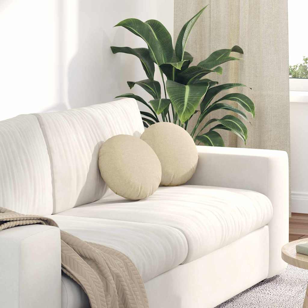 VidaXL coussins de siège 2 pcs crème ø30 x 13 cm tissu