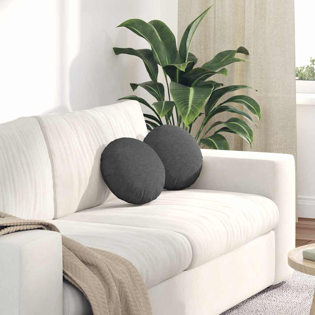 VidaXL coussins d'assise 2 pcs gris foncé ø 30 cm tissu coton