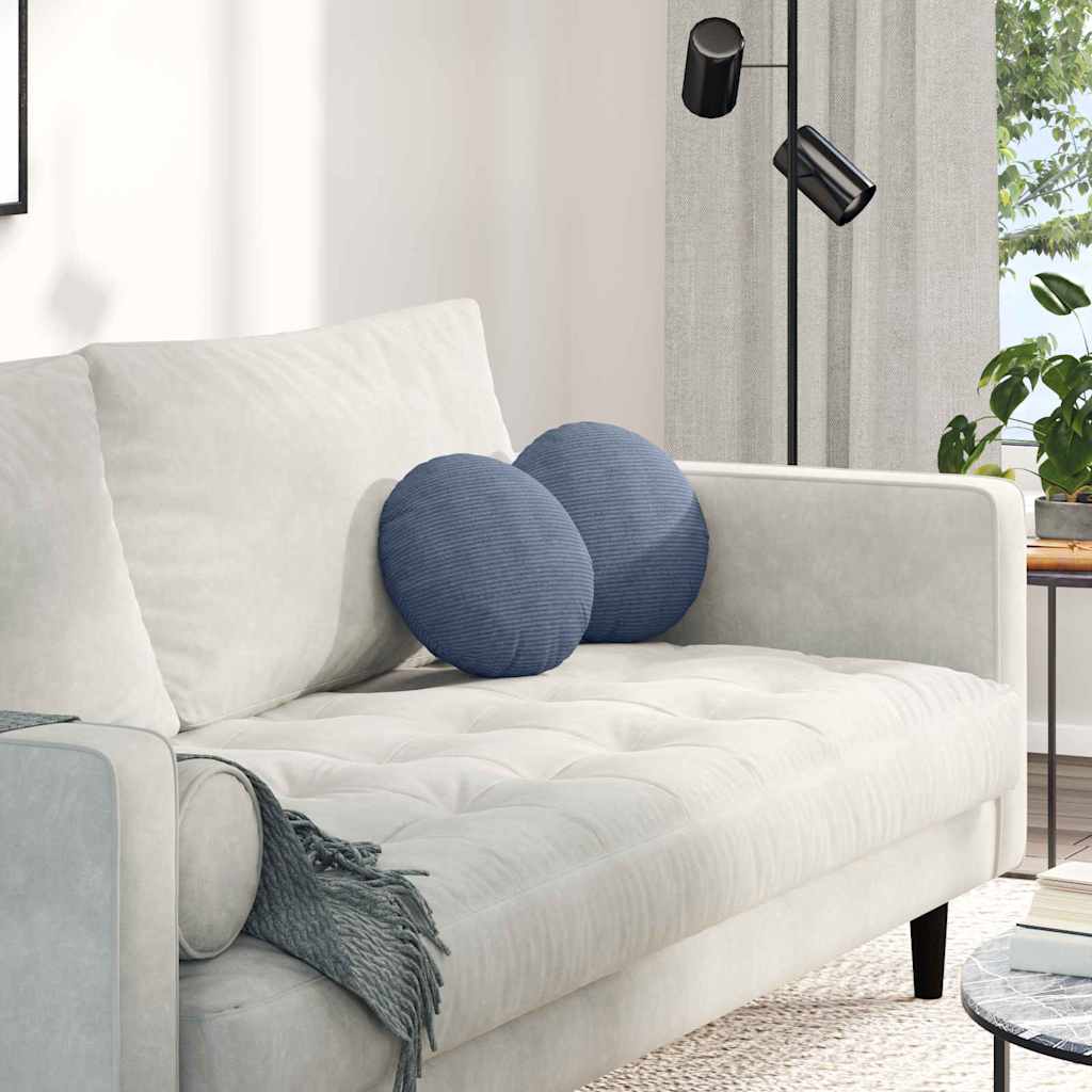 VidaXL coussins de siège 2 pcs bleu ø 30 cm tissu en coton