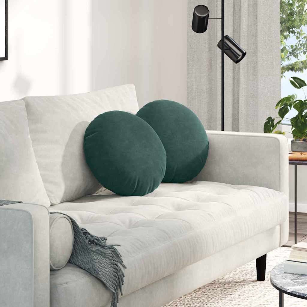Vidaxx coussins d'assise 2 pièces vert foncé ø 40 x 13 cm velours