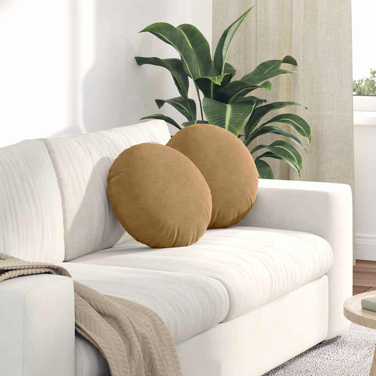 Vidaxx coussins d'assise 2 pièces marron ø 40 x 13 cm velours