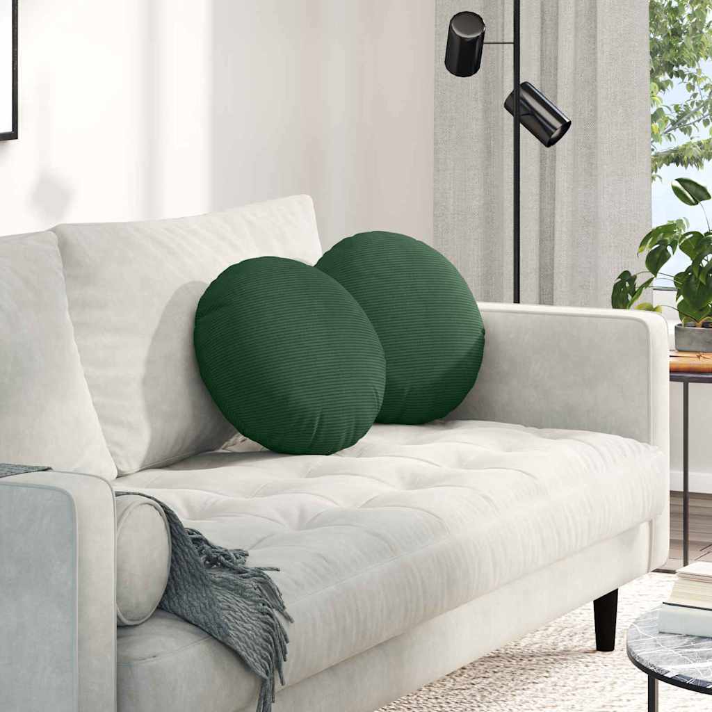 VidaXL coussins d'assise 2 pcs tissu coton vert foncé ø 40 cm
