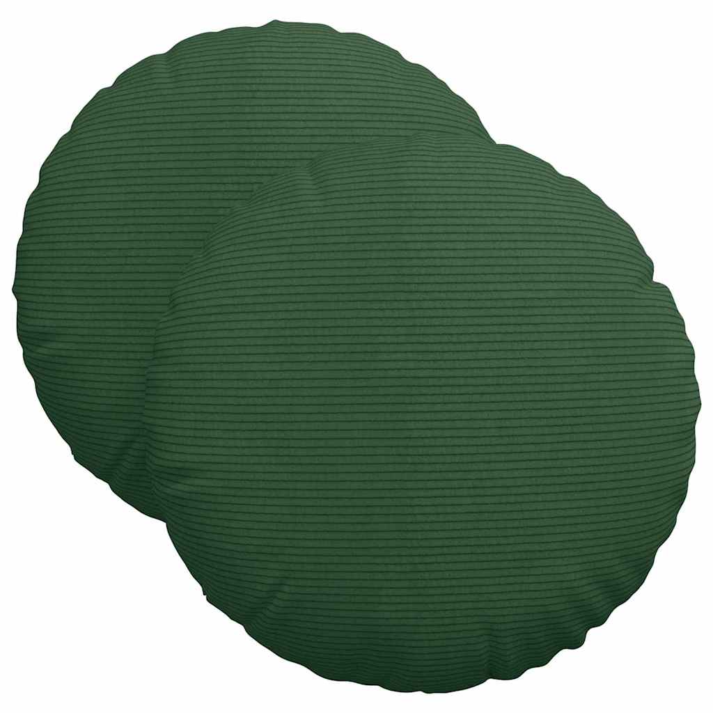 VidaXL coussins d'assise 2 pcs tissu coton vert foncé ø 40 cm