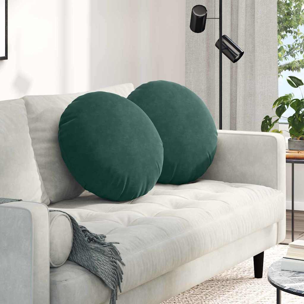 Vidaxx coussins d'assise 2 pièces vert foncé ø 40 x 13 cm velours