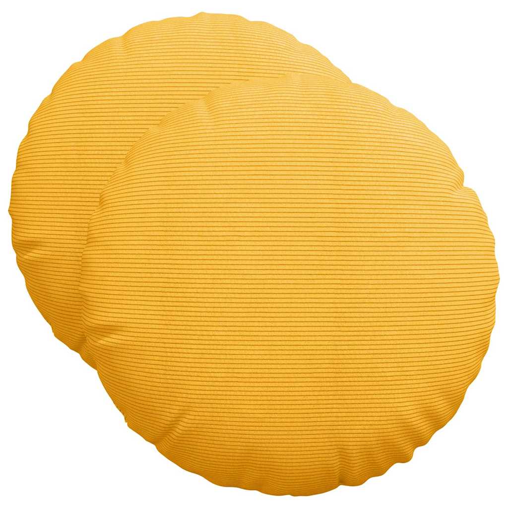 Vidaxl coussins d'assise 2 pcs jaune clair ø 50 cm tissu coton