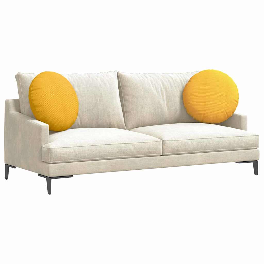 Vidaxl coussins d'assise 2 pcs jaune clair ø 50 cm tissu coton