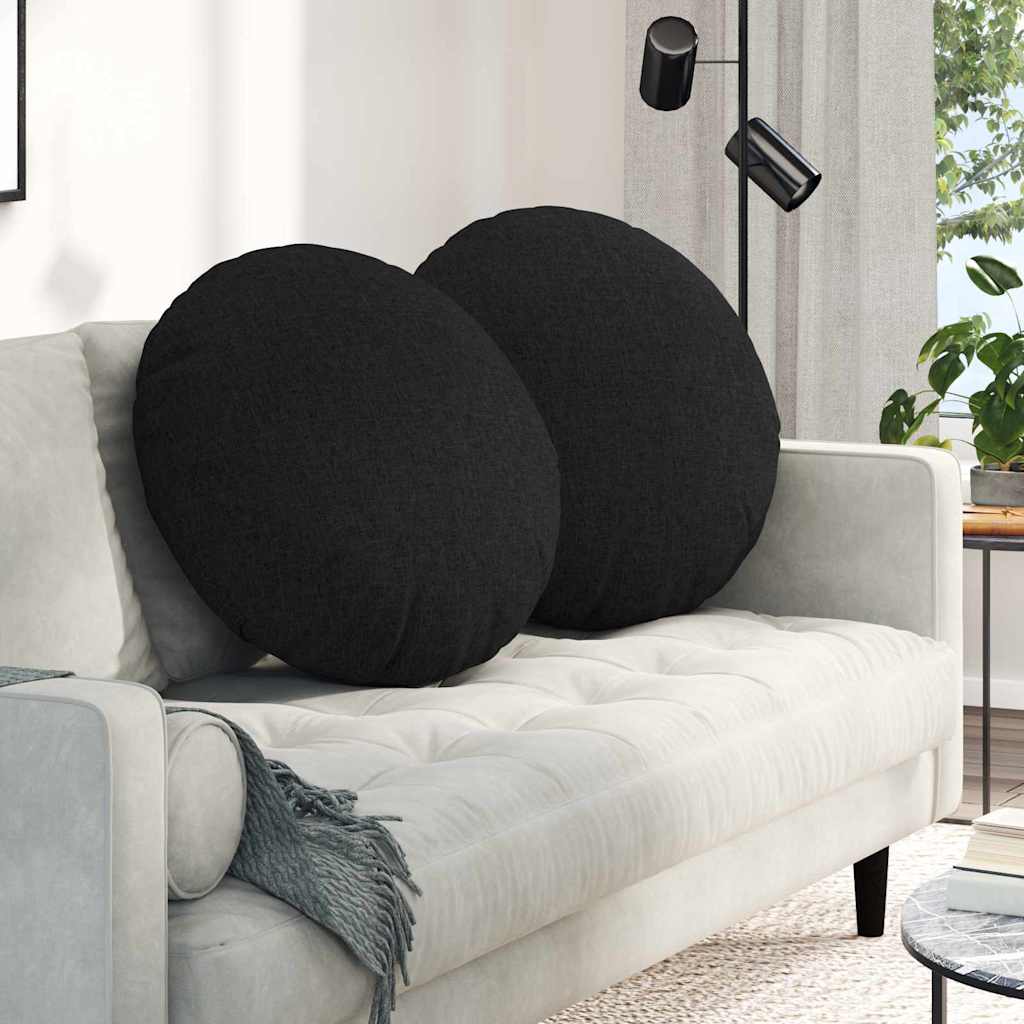 Vidaxx coussins d'assise 2 pcs noir ø60 x 21 cm tissu